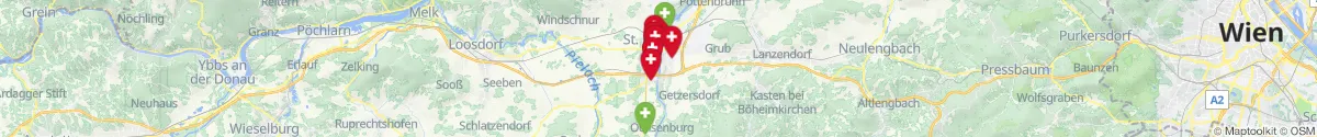 Kartenansicht für Apotheken-Notdienste in der Nähe von Sankt Pölten (Stadt) (Niederösterreich)